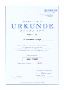 Urkunde Ernährungstherapie 2019
